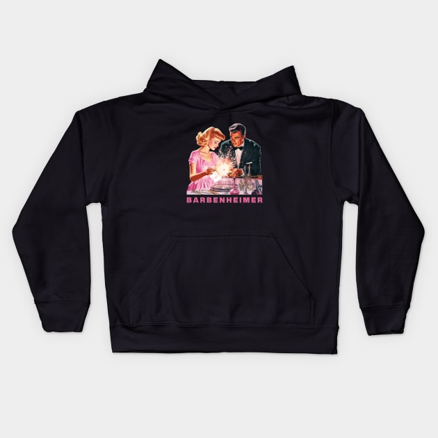 Barbie x Oppenheimer 2023 | BARBENHEIMER Kids Hoodie by Retro Travel Design